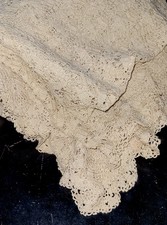 XL Handmade Antique Vintage Lace Crocheted Tablecloth 104 X 72 Ivory Cream WOW