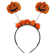 Halloween Pumpkin Headband Glitter Orange Hairball Hair Bands Cute Pumpkin Ha...