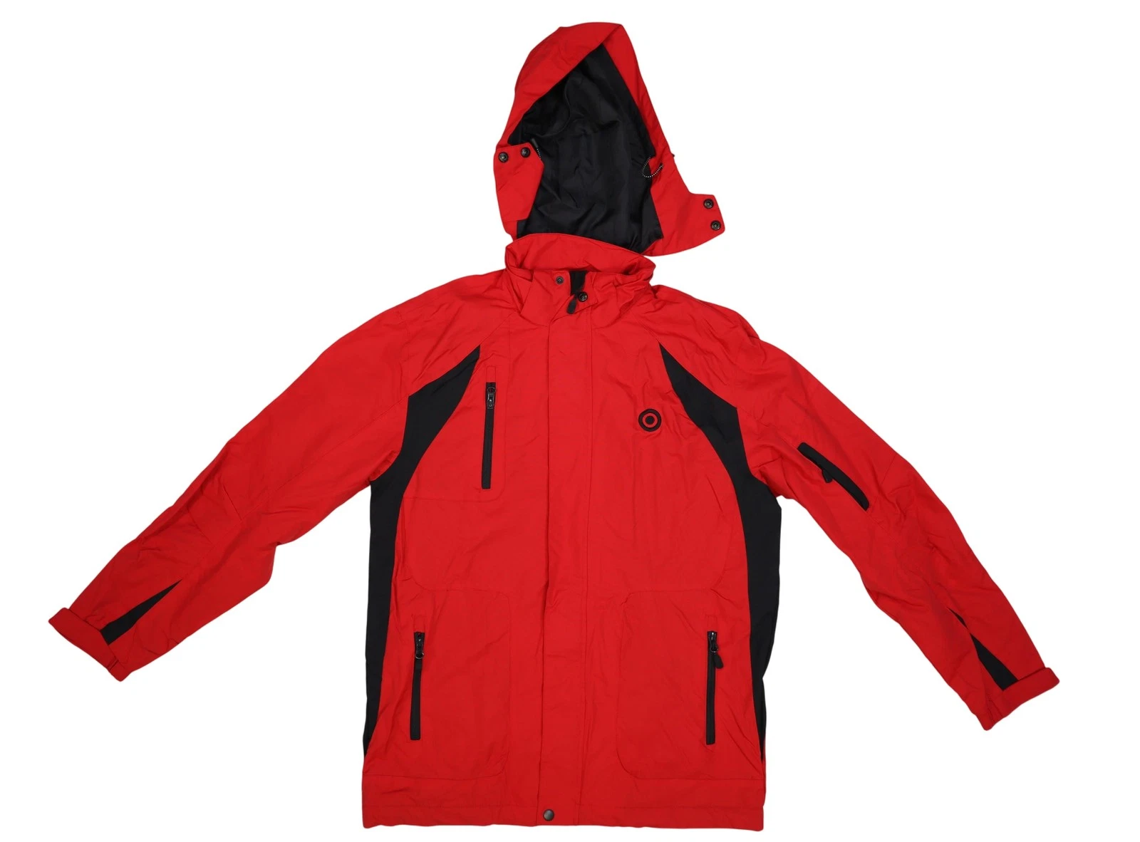 Port Authority Jacket Mens Small Red Black Hooded Waterproof Ski Snow Parka