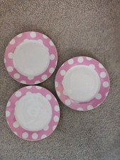 Set of 3 Waterside Fine China Pink, White Spots SidePlates 7"