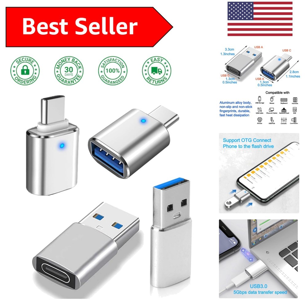 USB Hub 3.0: 1 in 4 Splitter & 4 Adapter Set - Aluminum, High-Speed Connectivity