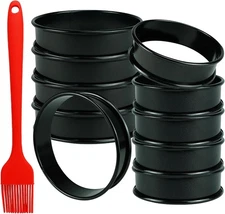 Qicfrk 10 Pack Cookie Rings for Baking NONSTICK Upgrade Double Rolled Tart Ri...