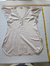 Miss Elaine Vintage Pink Baby Doll Short Night Gown Floral Lace, Size Small