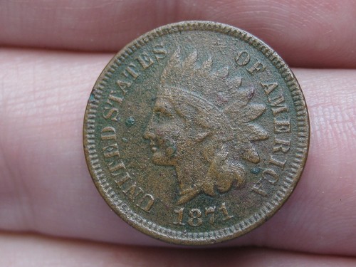 1871 Indian Head Cent Penny- Partial LIBERTY, Bold N, VF Details - Picture 5 of 7