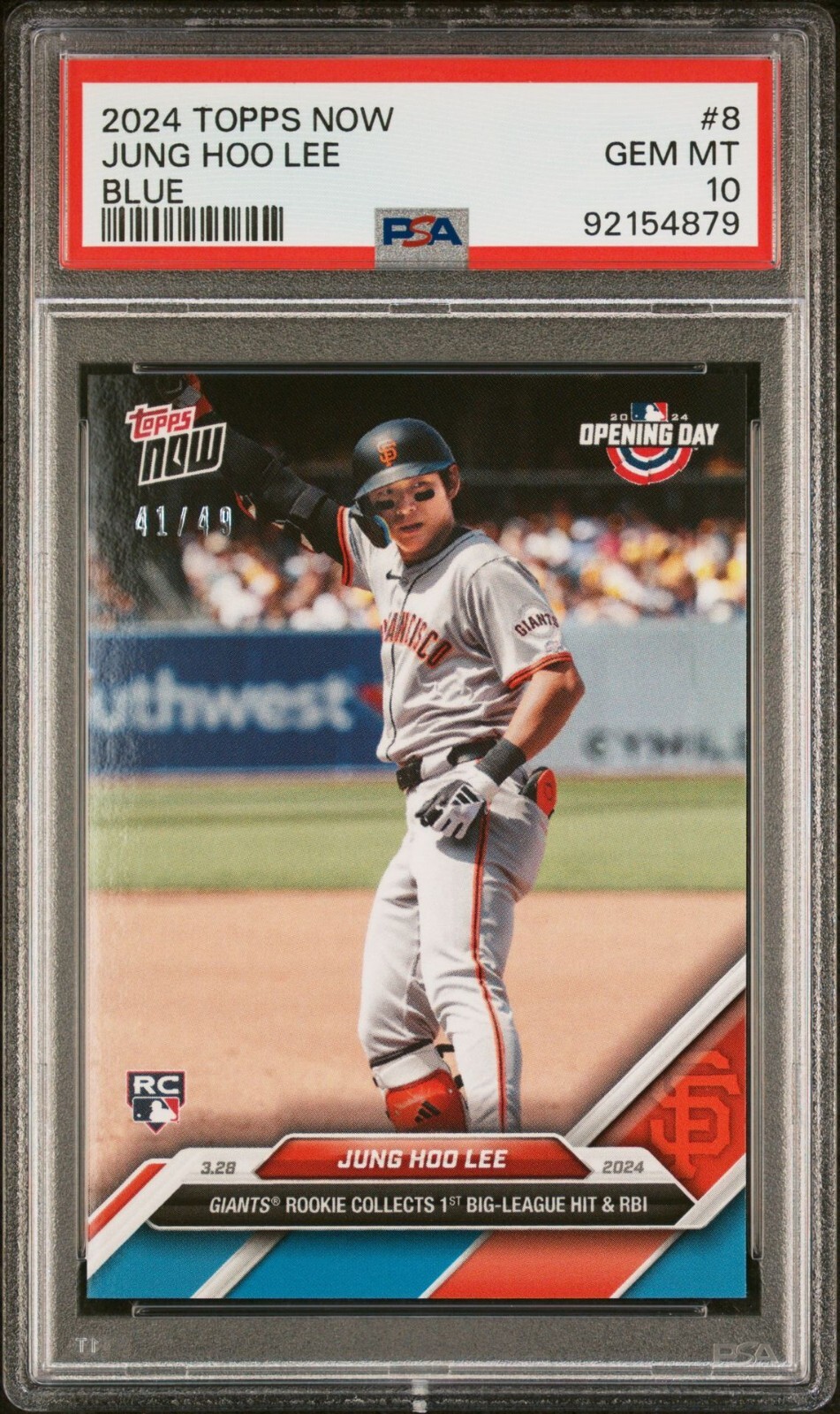 PSA 10 JUNG HOO LEE 2024 Topps Now # 8 Blue Parallel MLB DEBUT RC Gem MINT 41/49