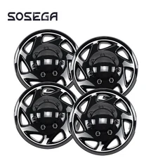 For Ford E350 E450 Econoline Van 1997-2023 16" BLK 4Pcs Full Wheel Cover Hub Cap