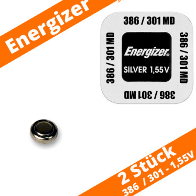 2 x Energizer 386 / 301 Uhrenbatterien 1,55 V SR43 SR1142 186 12GA Silberoxid 