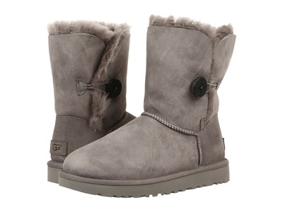 Nuevo Mujeres Botas ugg bailey botón II gris de piel de oveja Orig 1016226  resistente a las manchas | eBay