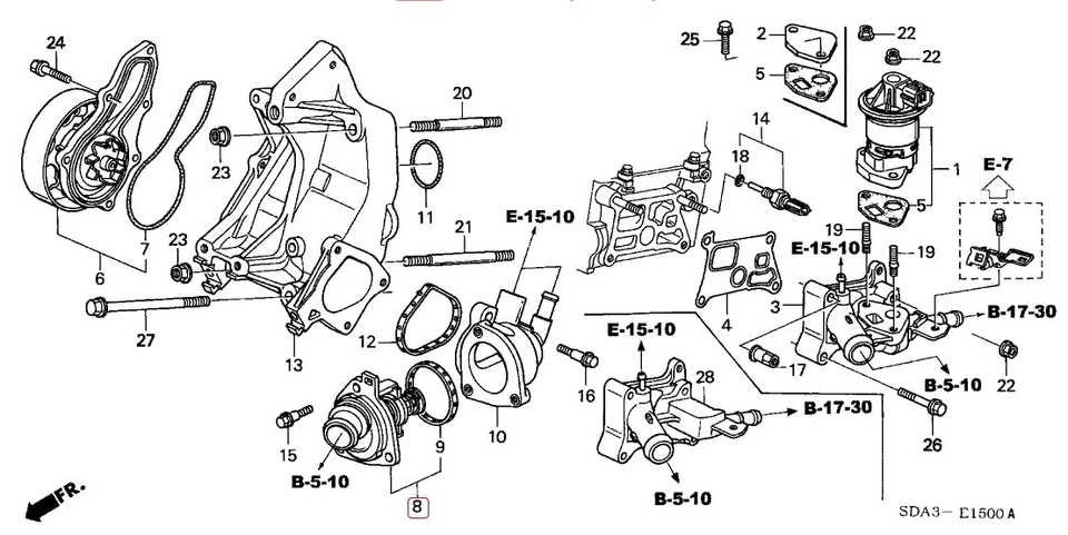 Conjunto de termostatos originales Honda ACURA ACCORD ELEMENTOS 19301-RAA-A02 OEM Foto 3 de 4