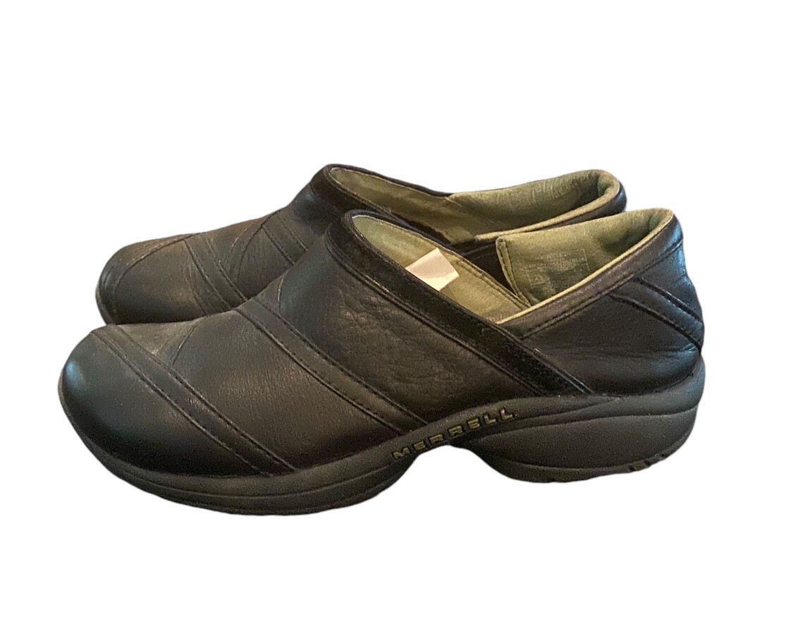 Merrell Womens Primo Patch Black Clogs Size