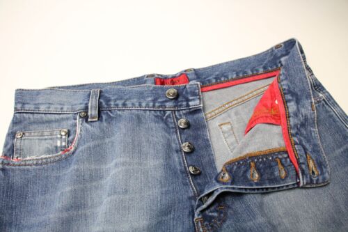 HUGO BOSS Jeans Men's W34/L34 Straight Fit Faded Whiskers Button Fly Blue Denim - Picture 4 of 13