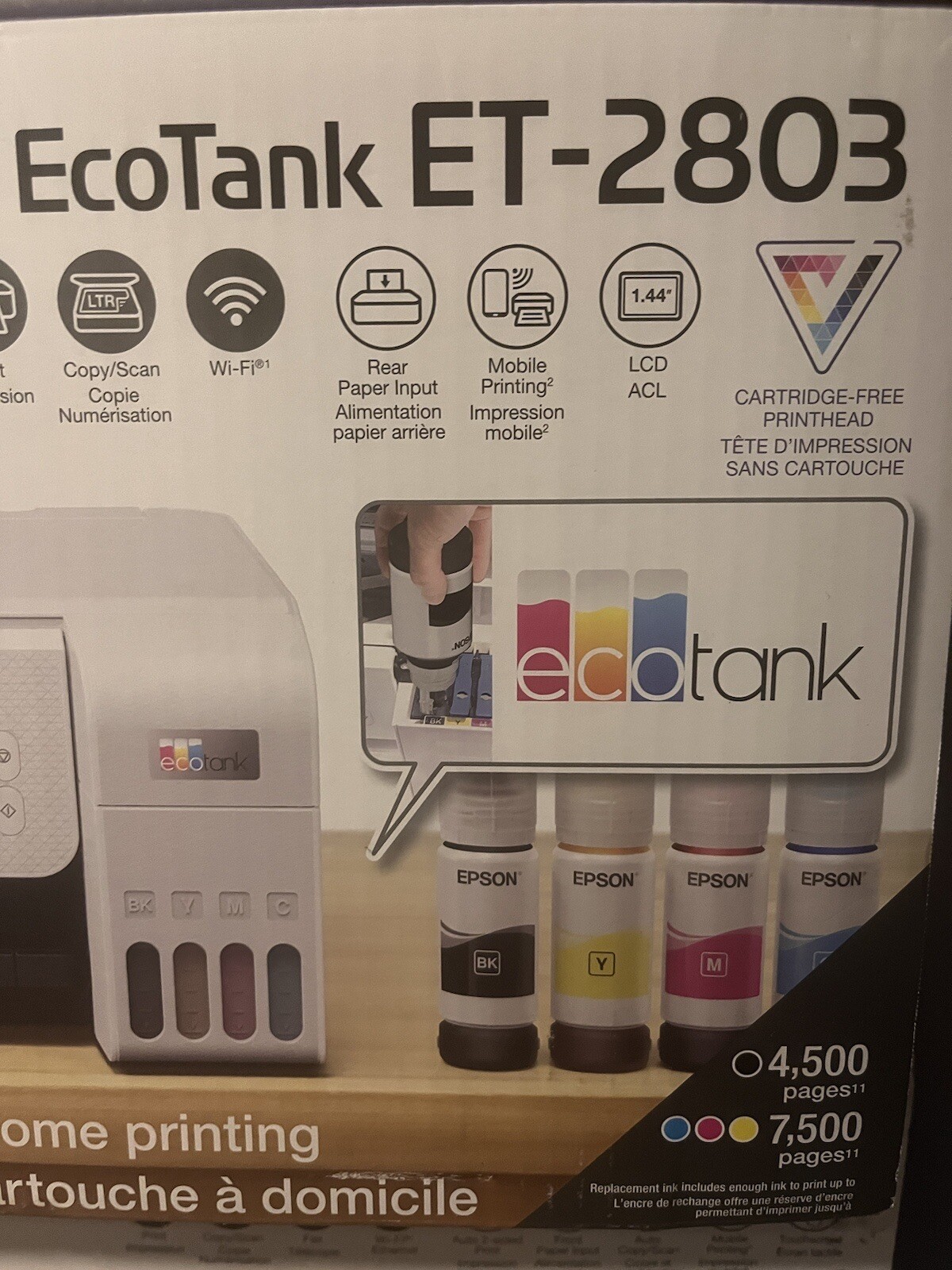 Epson EcoTank ET2803 Color Inkjet AllInOne Printer White