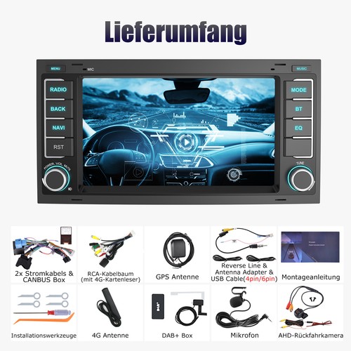 128GB Android14 DAB+ 7" Autoradio CarPlay Navi GPS BT Für VW TOUAREG T5 Multivan - Bild 15 von 16