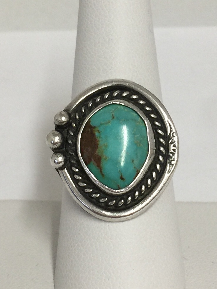 Native American Split Shank Turquoise Cabochon Ri… - image 1