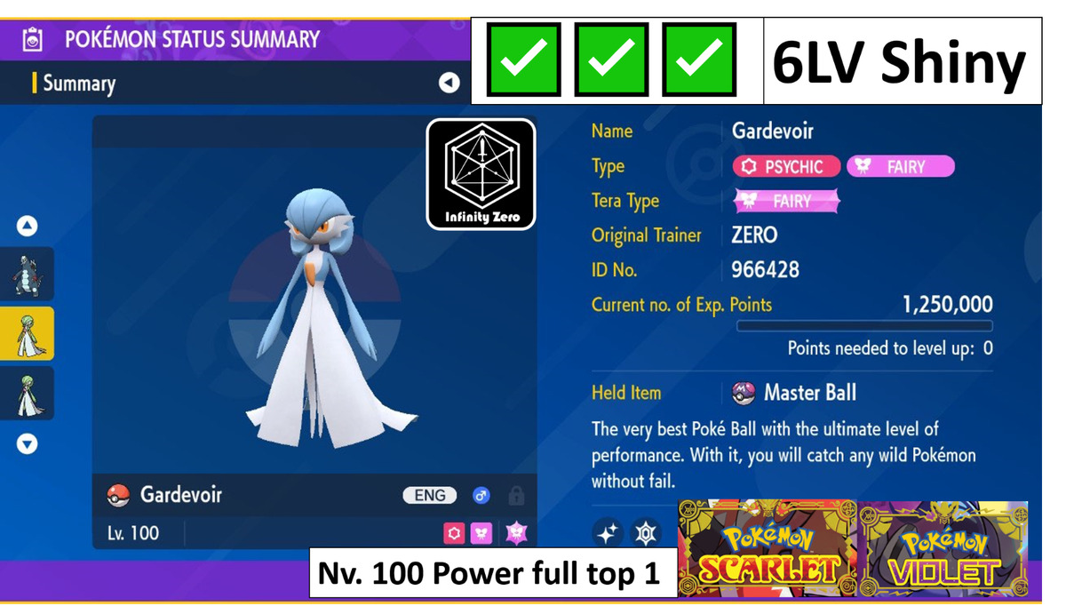 Pokemon Scarlet and Violet GARDEVOIR Shiny 6IV / (Instant Download) 