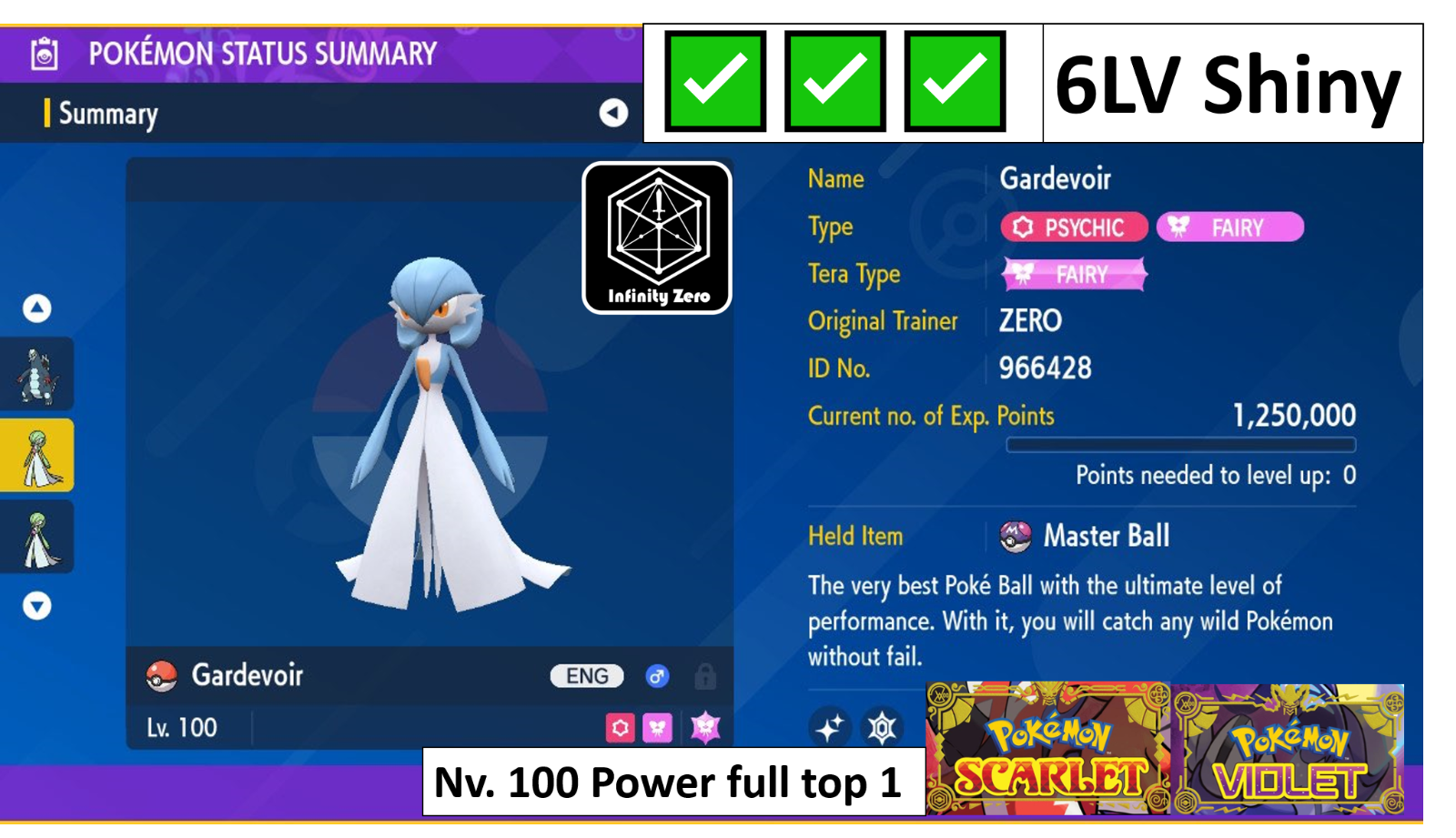 Pokémon Scarlet and Violet ✨SHINY✨ Gardevoir W/ Best 6IV +