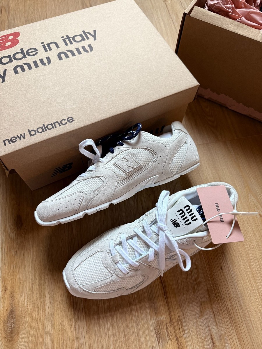 NEW BALANCE X MIU MIU 530 SL SUEDE AND MESH SNEAKERS SIZE