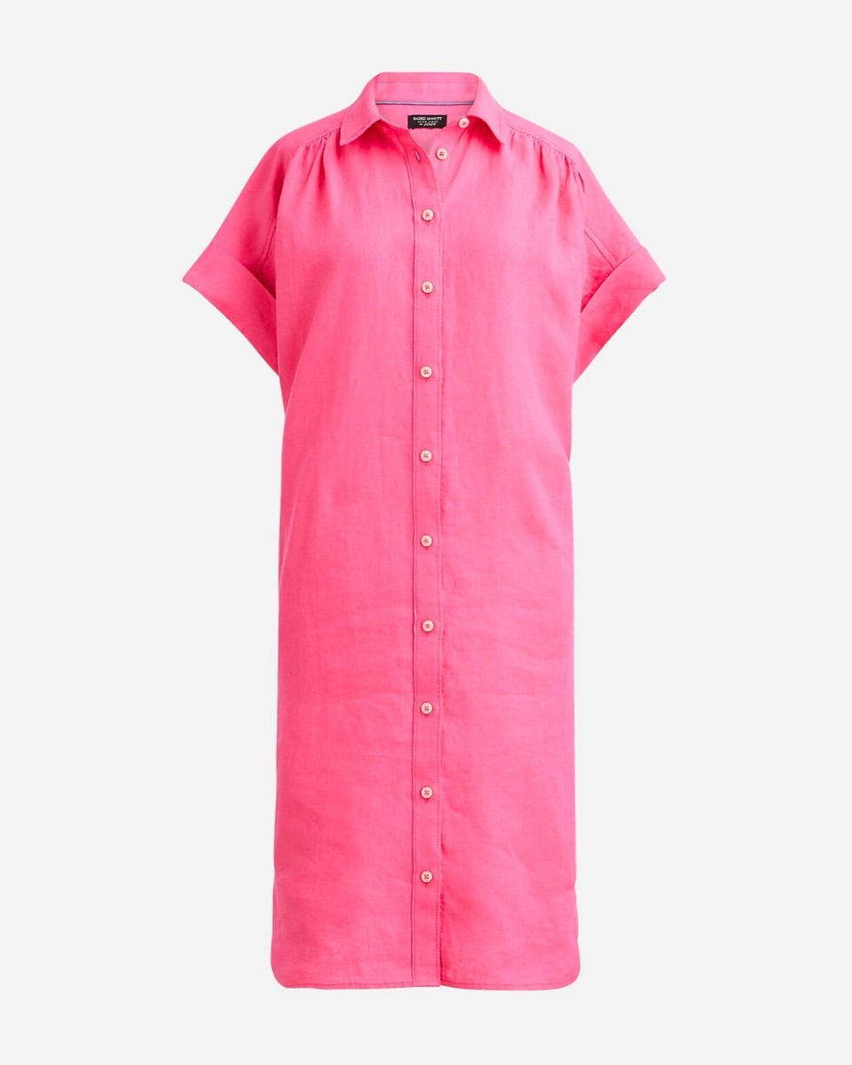 knee length dresses for ladies Pre-Loved J. Crew Baird McNutt Women's Irish Linen Shirt Dress Navy Size LP   Elle & Beck