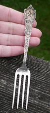 Antique Shepard Mfg. Co. Sterling Silver Mexico Souvenir Fork - Raised Relief