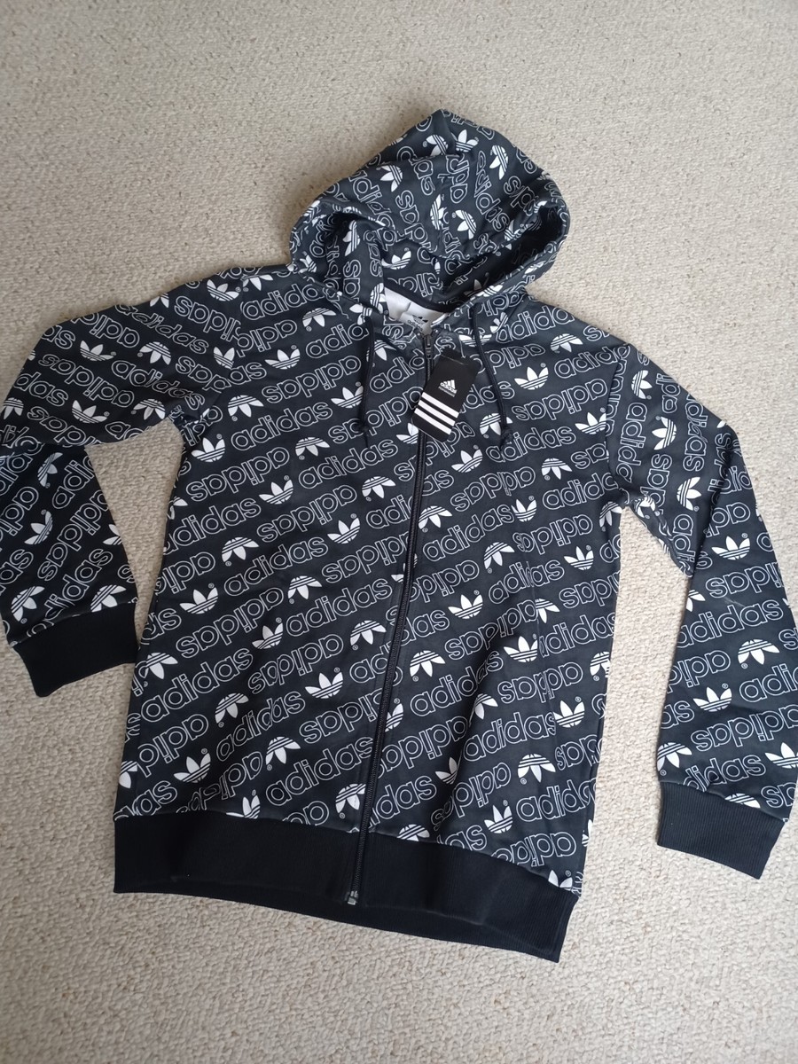 トップス 00s adidas zip hoodie trefoil logo New Men's ADIDAS Trefoil Zipped Black Hoodie S | eBay