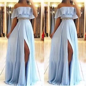 blue and silver long dress