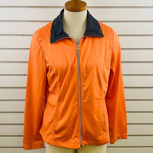 Womens M Teez-Her Active Jacket Full Zip Orange Polyester Long Sleeve