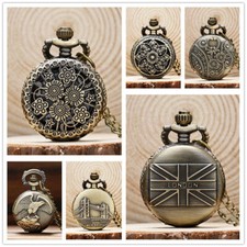 Vintage Steampunk Retro Bronze Design Pocket Watch Quartz Pendant Necklace Gifts