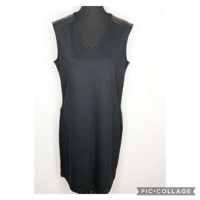 Chicos dress womens 1.5 Medium NEW Sasha black faux leather trim sleeveless chic