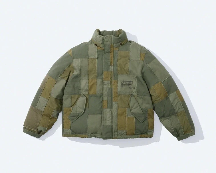 Veste gonflée patchwork verte Supreme x Junya Watanabe taille moyenne TOUT NEUF DS