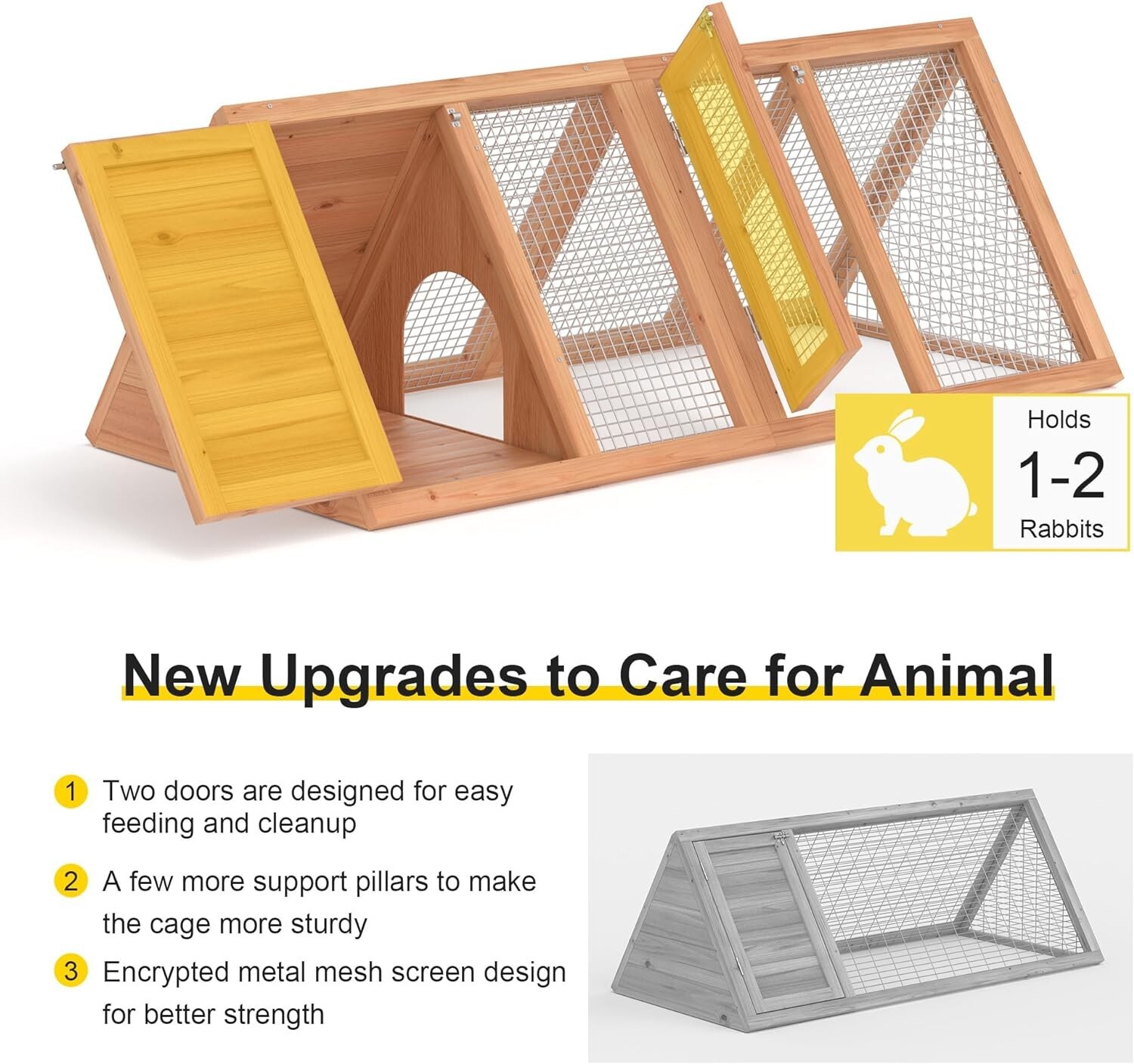 Triangle Rabbit Hutch Chicken Coop Wooden Pet House Bunny Cage for Small Animals