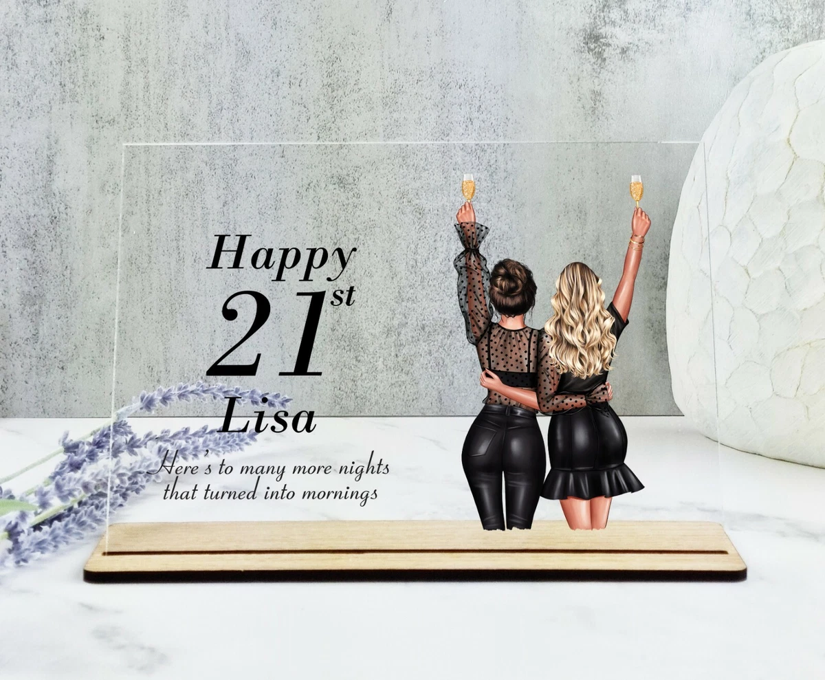 Personalised 21st Birthday Gift Best Friend Print Custom Illustration Acrylic