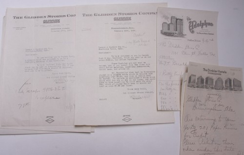 1926 Lamson Goodnow Glidden Stores Co Birmingham AL Hand Written Ephemera L545C