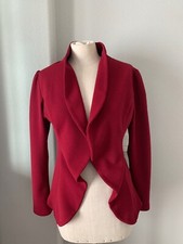 Michel Women's Blazer Size M-l Open Draped Lapel Maroon Textured Knit Jacket