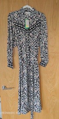 Boden Women Black Floral Long Shirt Dress NWT  Size UK18 R