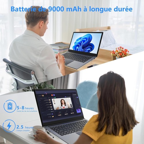 16" Laptop 8GB DDR4 256GB SSD, 9000mAh WLAN Webcam - Bild 8 von 10