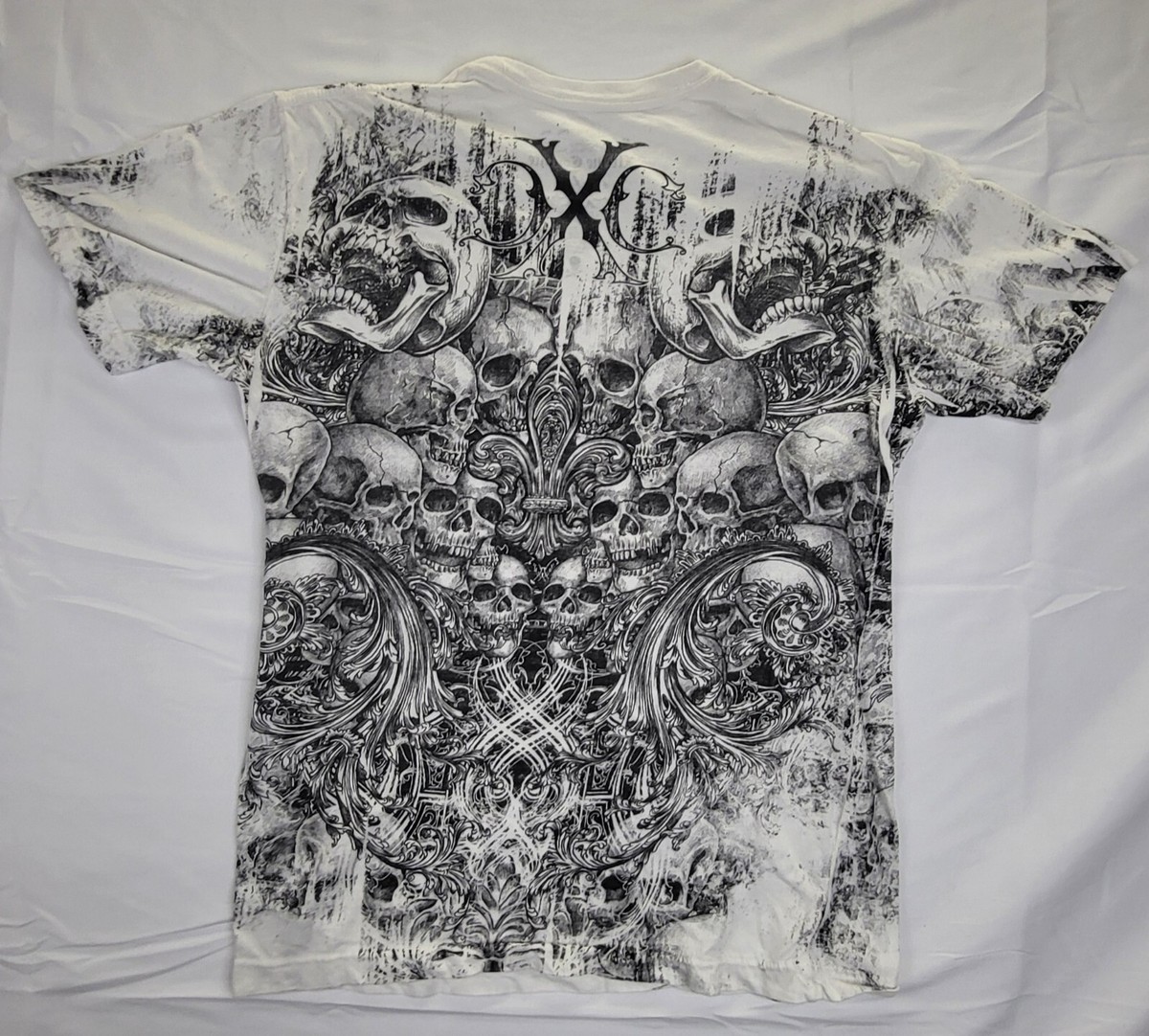 Xtreme Couture Affliction T Shirt Skull Graphic Double Sided White