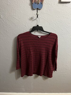 J. Jill Maroon  Blouse Size Xs Wool Angora Rabbit Hair Blend Cropped