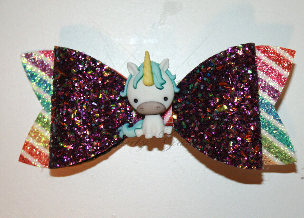 Unicorn Hair NEW Bow: Light Blue - Girls Bow; Hand Beauty products Glitter; Mad