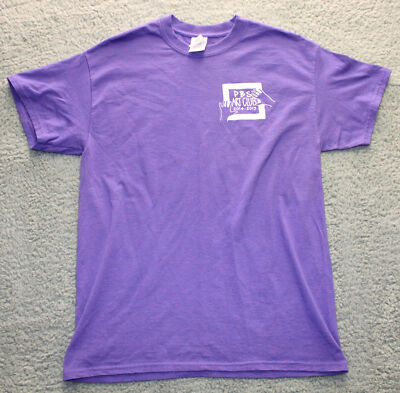 PBS Art Club Men's T-Shirt Purple Medium Gildan Back Logo