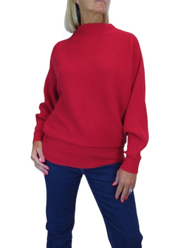 Ladies Rib Turtle Neck Batwing Jumper Soft Knit Long Sleeve Pullover Top 6 - 10 - Picture 5 of 33
