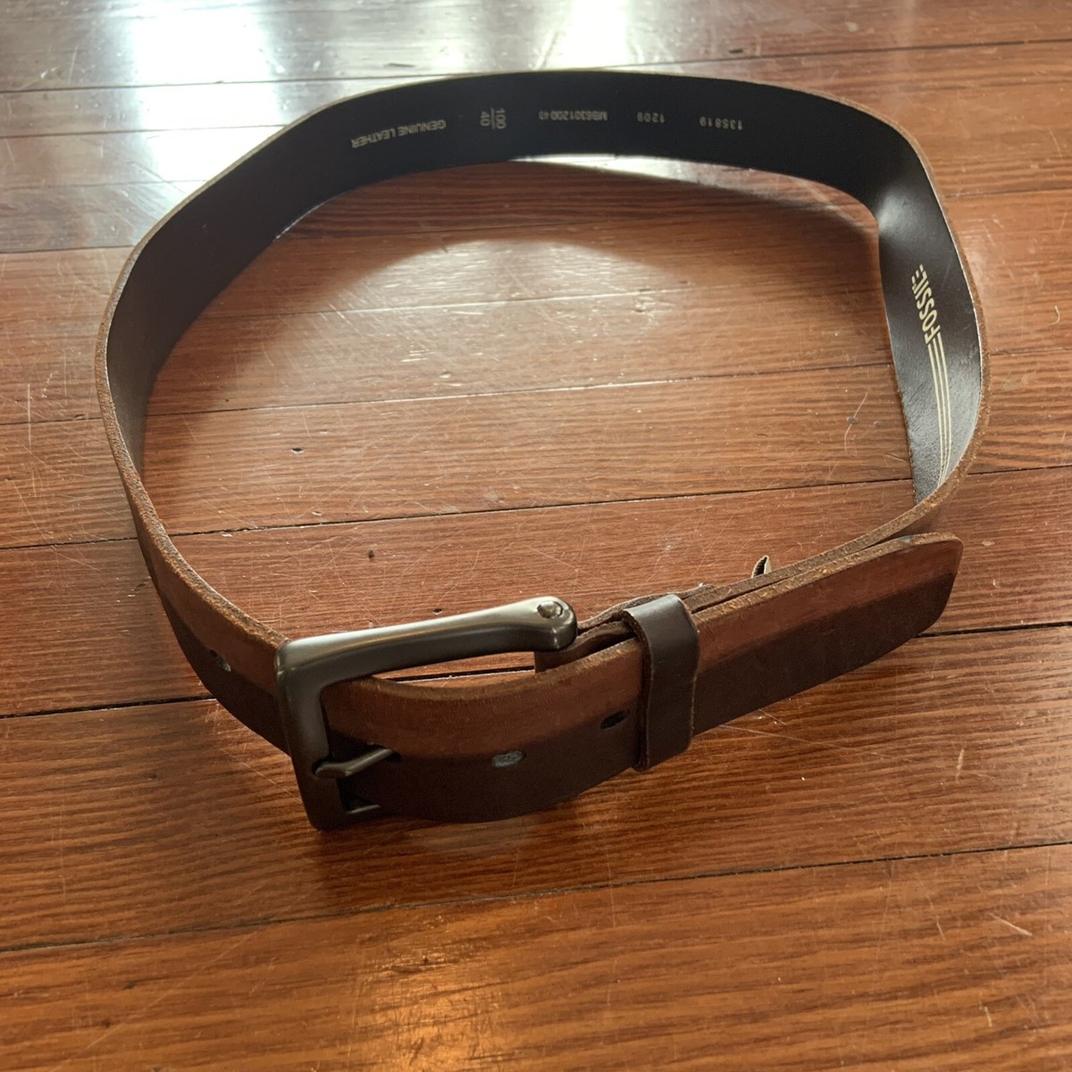 Fossil Brown Leather Belt Mens 40 | eBay