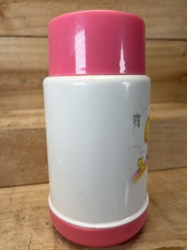 Vintage Lunchbox Thermos Girl On Rainbow With Cats and Balloons Pink Cap - Picture 5 of 13