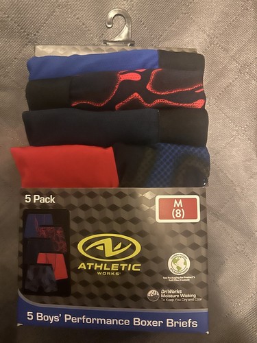 NEW Athletic Works Boys Boxer Briefs 5 Pk Multicolor Performance Medium 8 - Picture 2 of 9