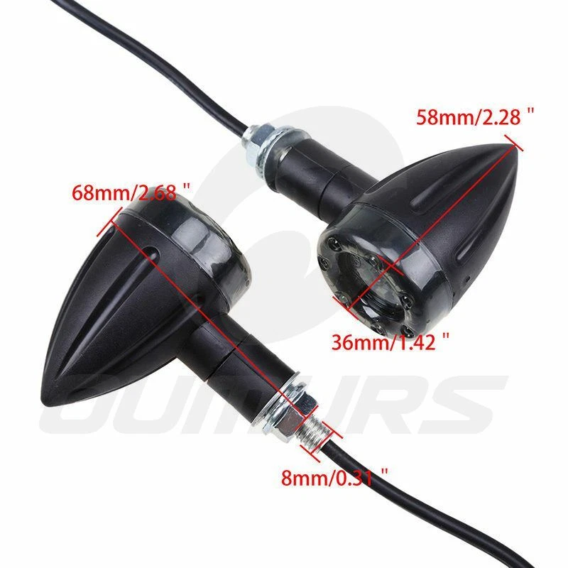 Indicadores de señal de giro de 8 mm luz LED intermitente de bala para Harley Bobber Café Racer Foto 2 de 4