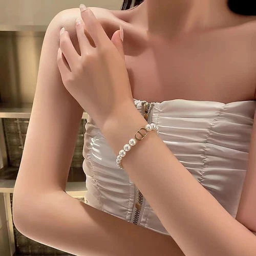 Collana e bracciale perle orecchini girocollo CD set per donna regalo matrimonio classico. - Foto 5 di 14