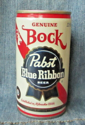 VINTAGE BOCK PABST BLUE RIBBON BEER CAN Empty Steel Pull Tab Tapa Can CF8