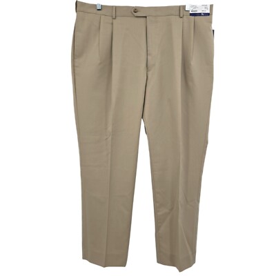 Hart Schaffner Marx Men's Chicago Fit 100% Wool Stretch Pants Khaki Size 42R