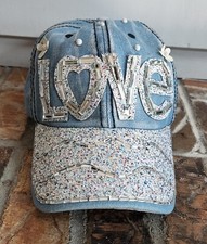 Bling Love Denim Hat, Adjustable Girls Women's Valentine's 0130