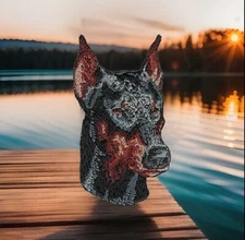 Doberman Patch Embroidered Alert Ears Up Black Dog Breed Iron on Sew on