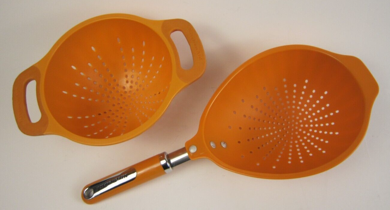 Vintage KitchenAid Strainer Colander Orange - Lot of 2 Strainers - Used